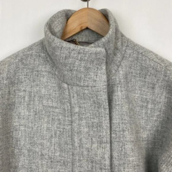 NWT 6 Cocoon Coat Italian Stadium Cloth Wool Heathered Dusk Gray - Picture 5 of 12
